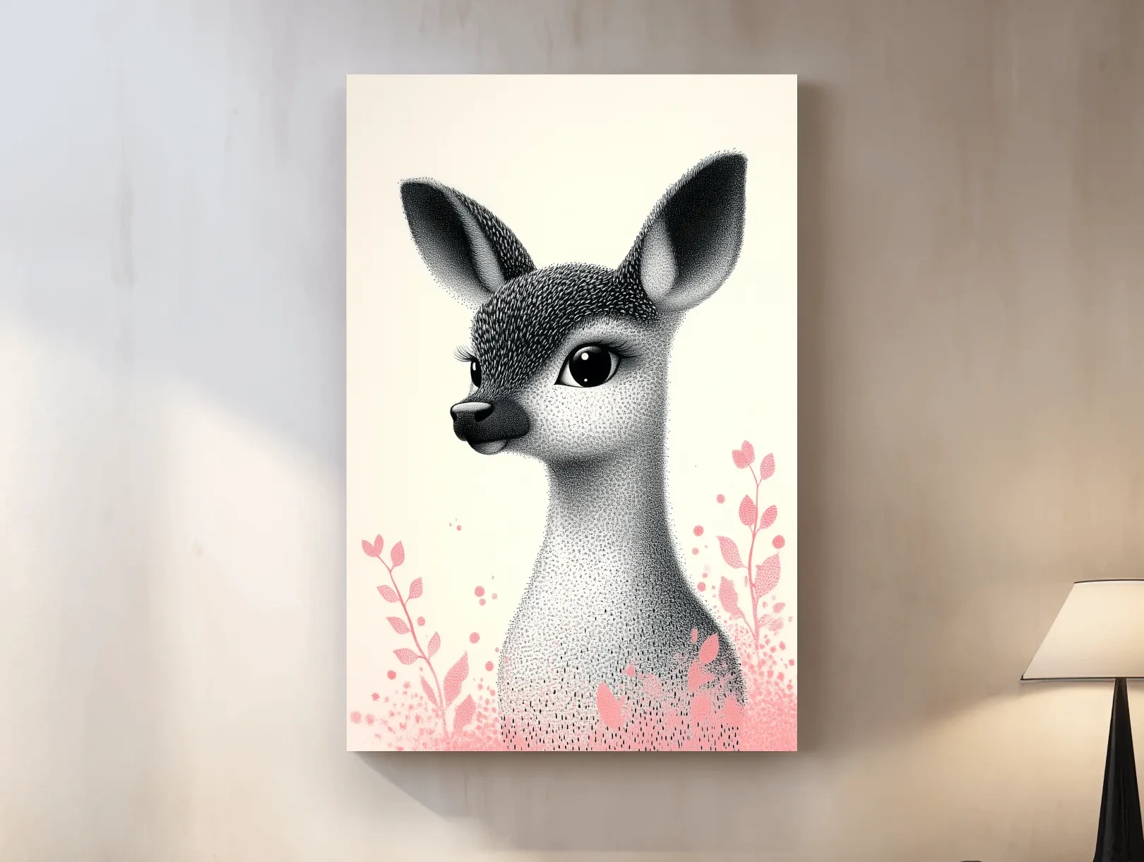 Cute Baby Deer Portrait Illustration - Childrens Nursery Animal Wall Art