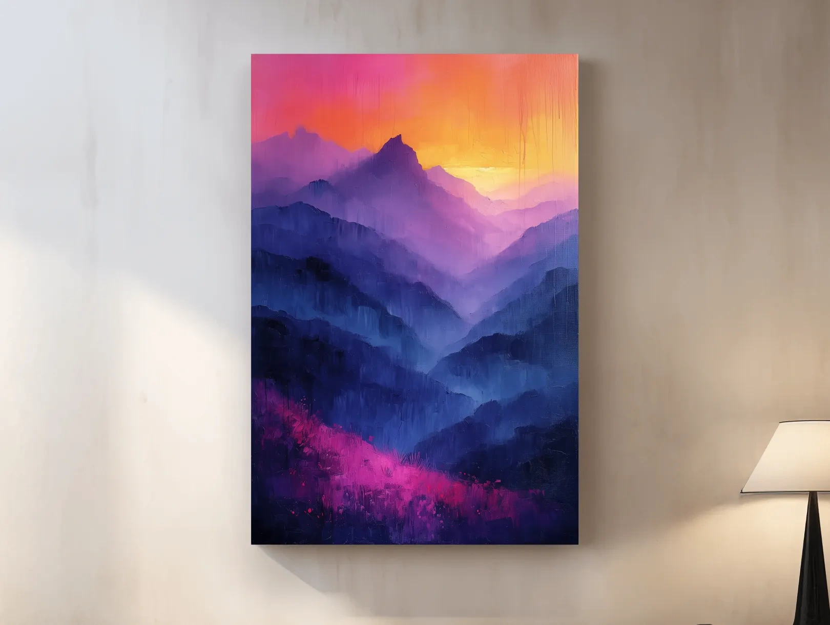 Vibrant Abstract Sunset Mountain Layers - Colorful Contemporary Wall Art