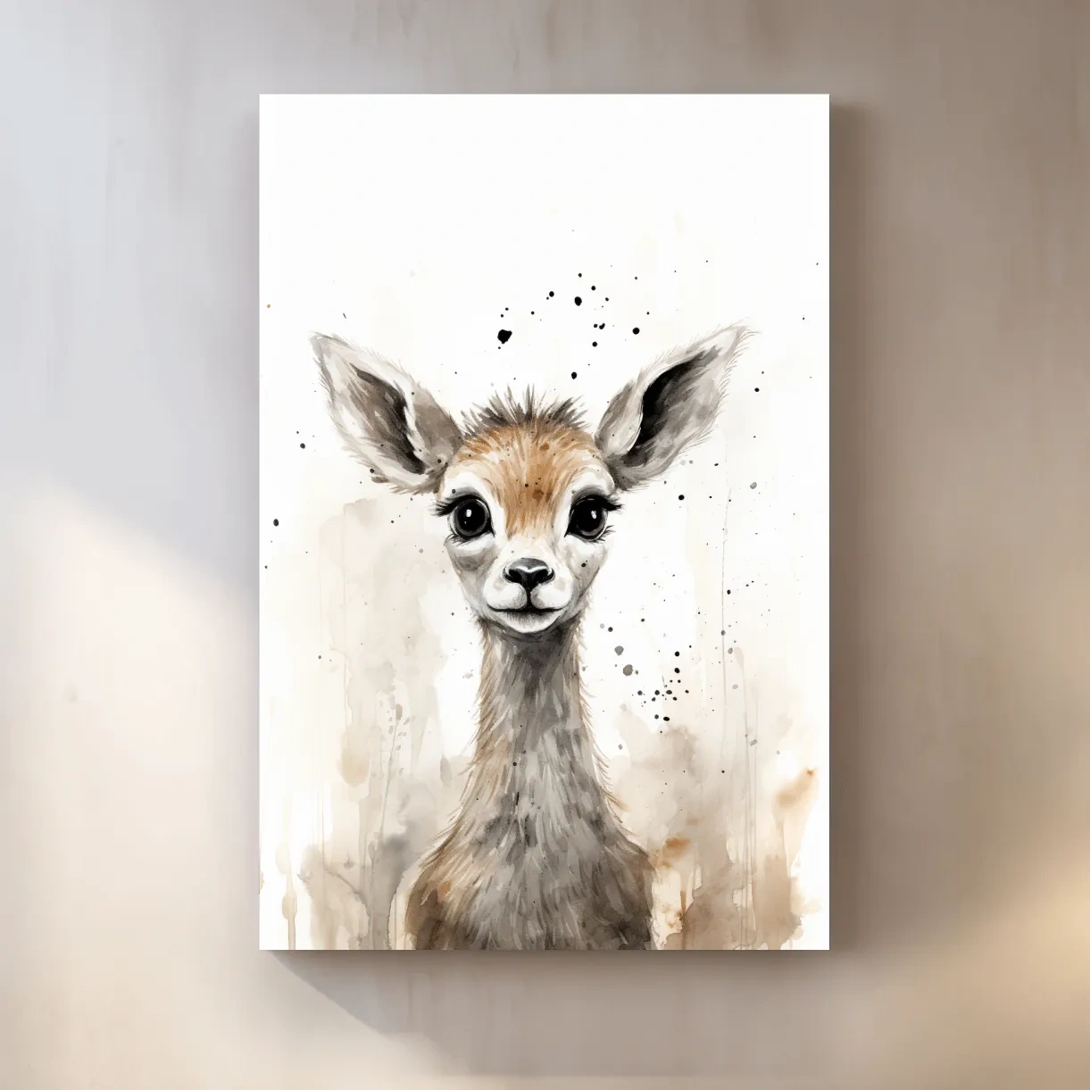 Cute Baby Deer Watercolor Portrait - Whimsical Nursery Animal Wall Art