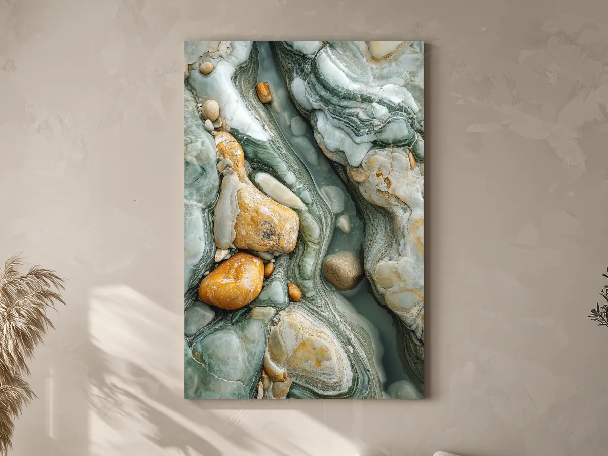Abstract Agate Stone Riverbed Texture - Marble Geological Wall Art