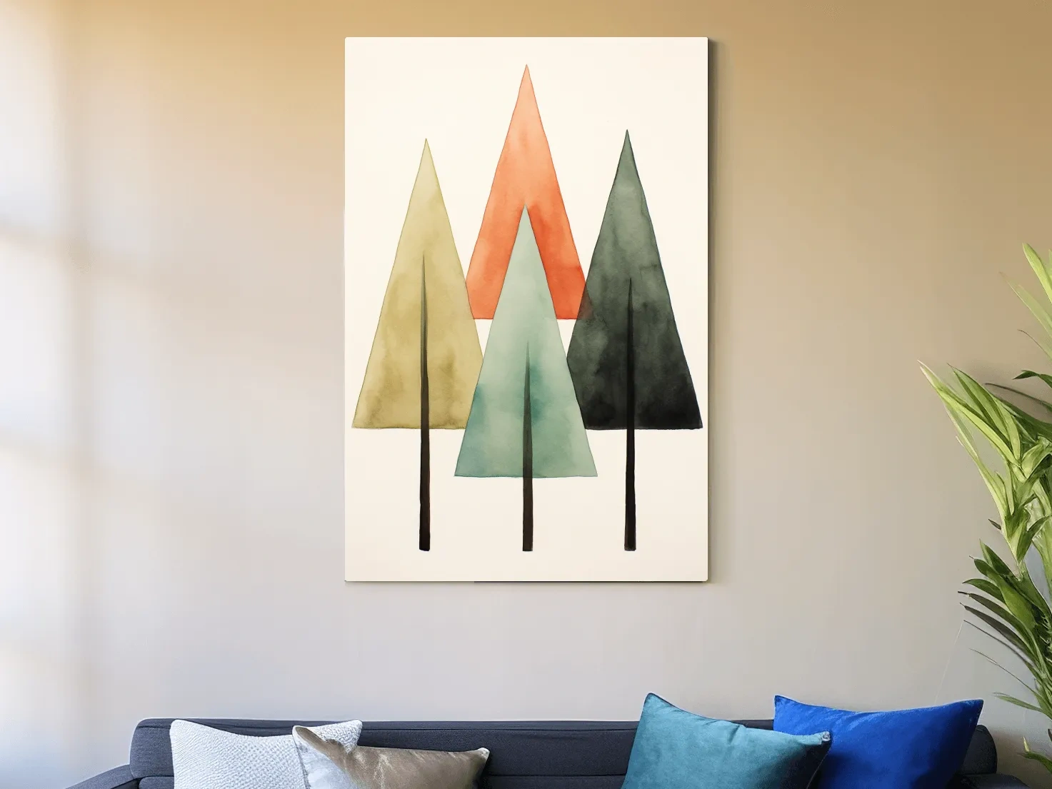 Minimalist Watercolor Pine Tree Trio - Scandinavian Forest Wall Art