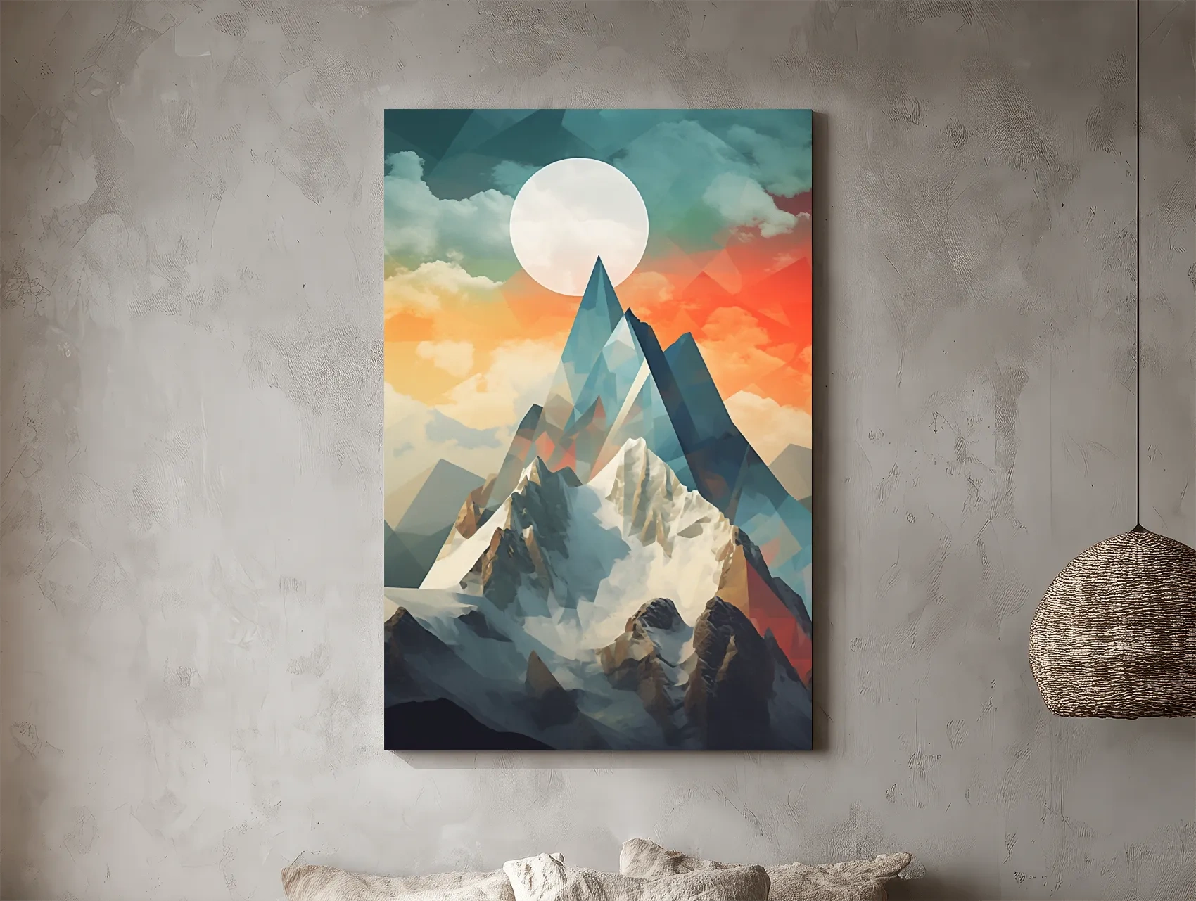 Suprematism Alpine Mountain Peak Sunrise - Abstract Landscape Wall Art