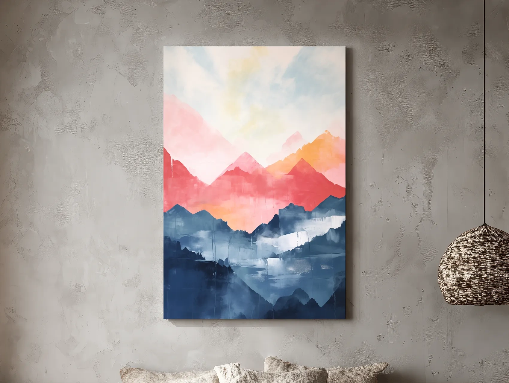 Colorful Abstract Mountain Sunrise Watercolor - Vibrant Pastel Landscape Wall Art