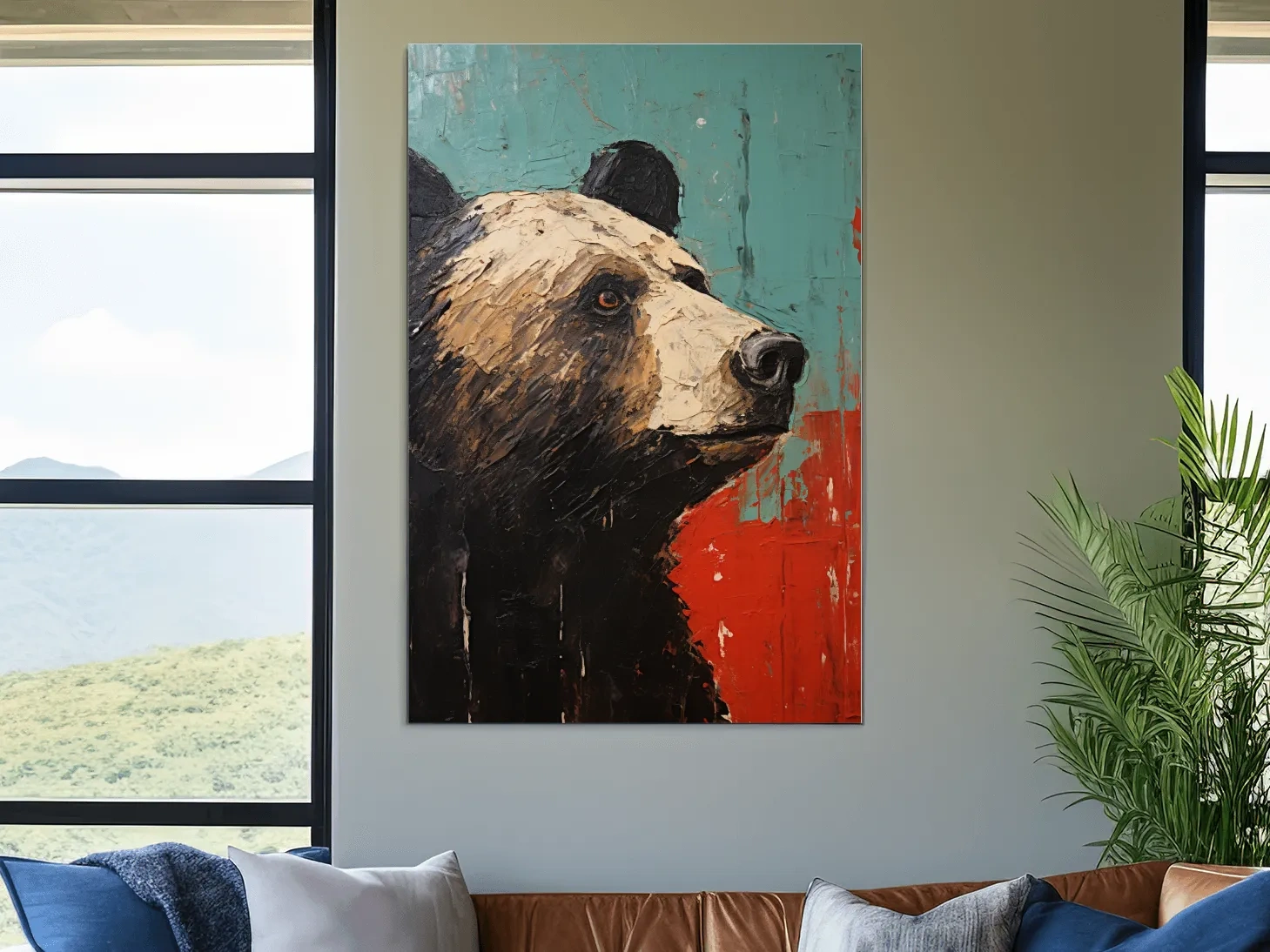 Black Bear Portrait Painting - Rutsic Wildlife Wall Art