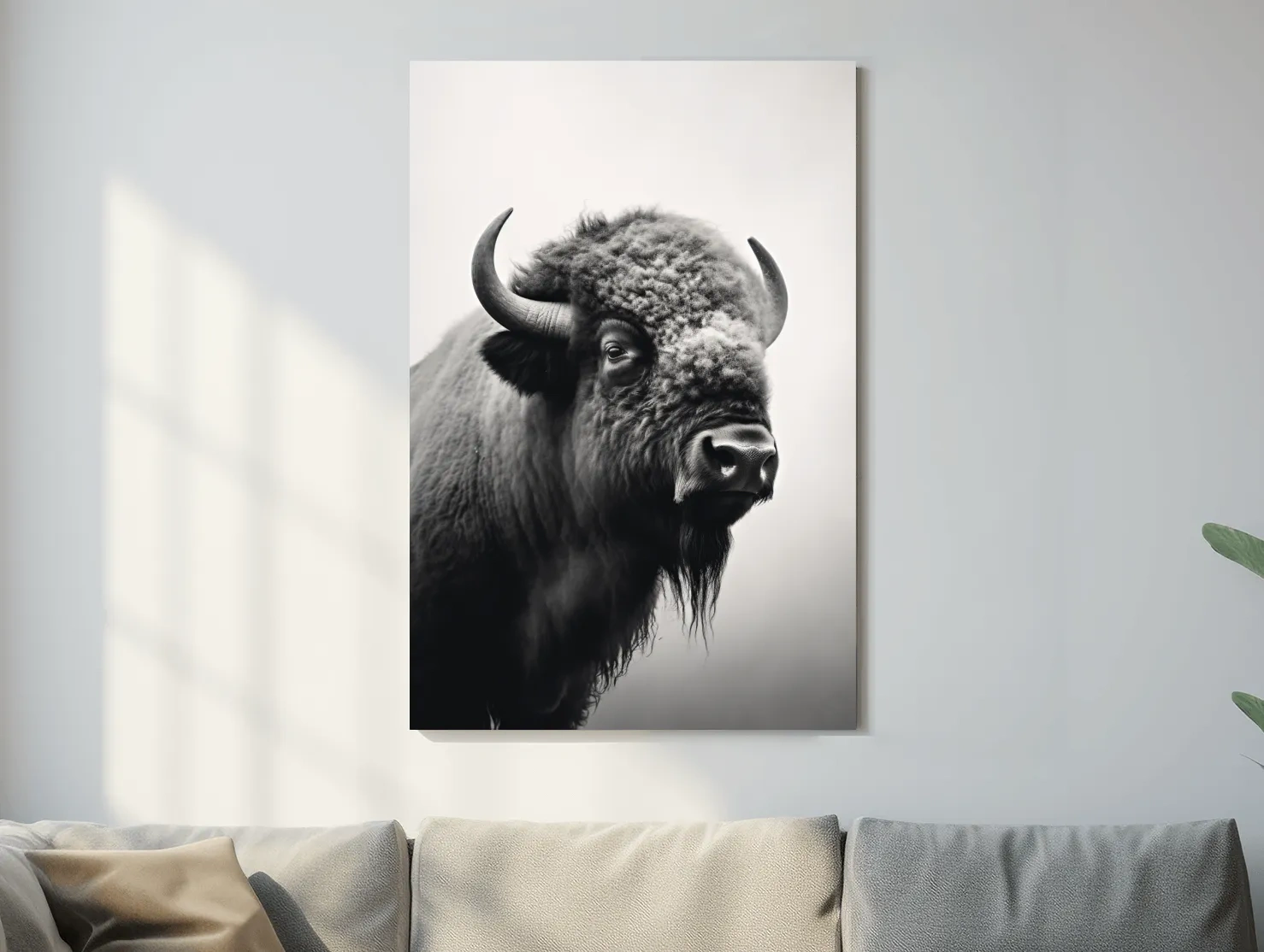 Black And White Bison Portrait - Wildlife Photography Wall Art