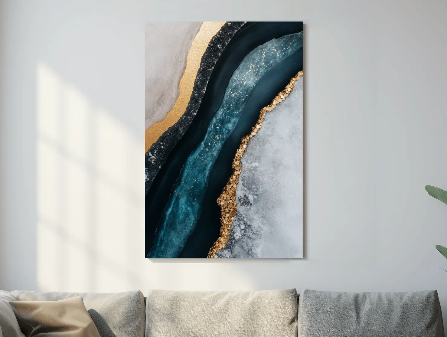 Elegant Gold Natural Geode Abstract - Modern Resin Style Wall Art