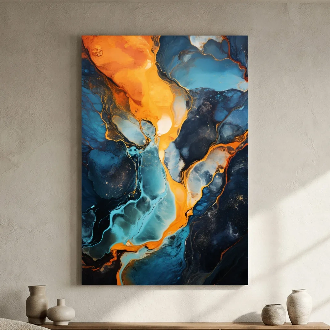Vibrant Fluid River Abstract Painting - Alcohol Ink Style Wall Art