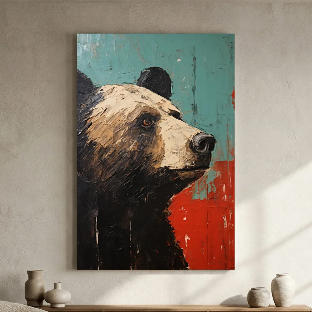 Black Bear Portrait Painting - Rutsic Wildlife Wall Art