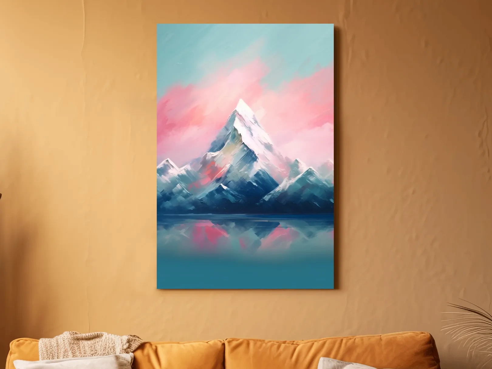 Pastel Alpine Peak Painting - Impressionism Watercolor Mountain Wall Art