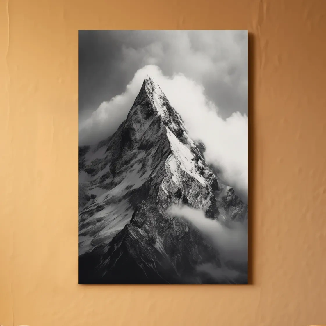 Moody Black And White Glacier Peak - Photographic Alpine Mountain Wall Art