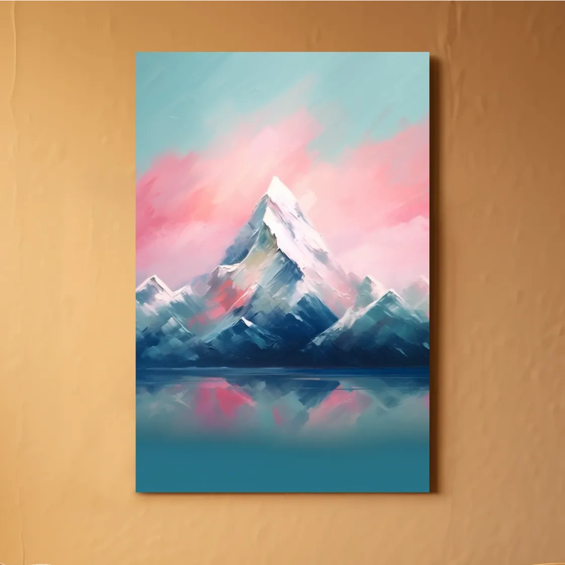 Pastel Alpine Peak Painting - Impressionism Watercolor Mountain Wall Art