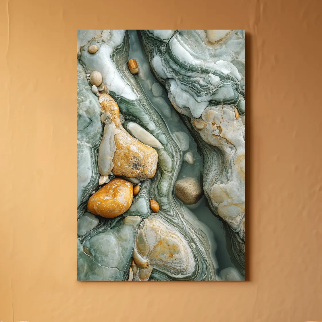 Abstract Agate Stone Riverbed Texture - Marble Geological Wall Art
