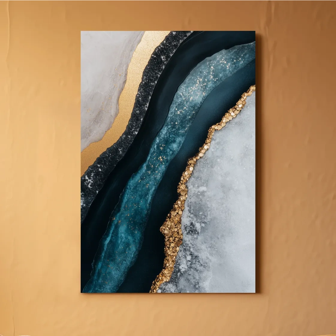 Elegant Gold Natural Geode Abstract - Modern Resin Style Wall Art