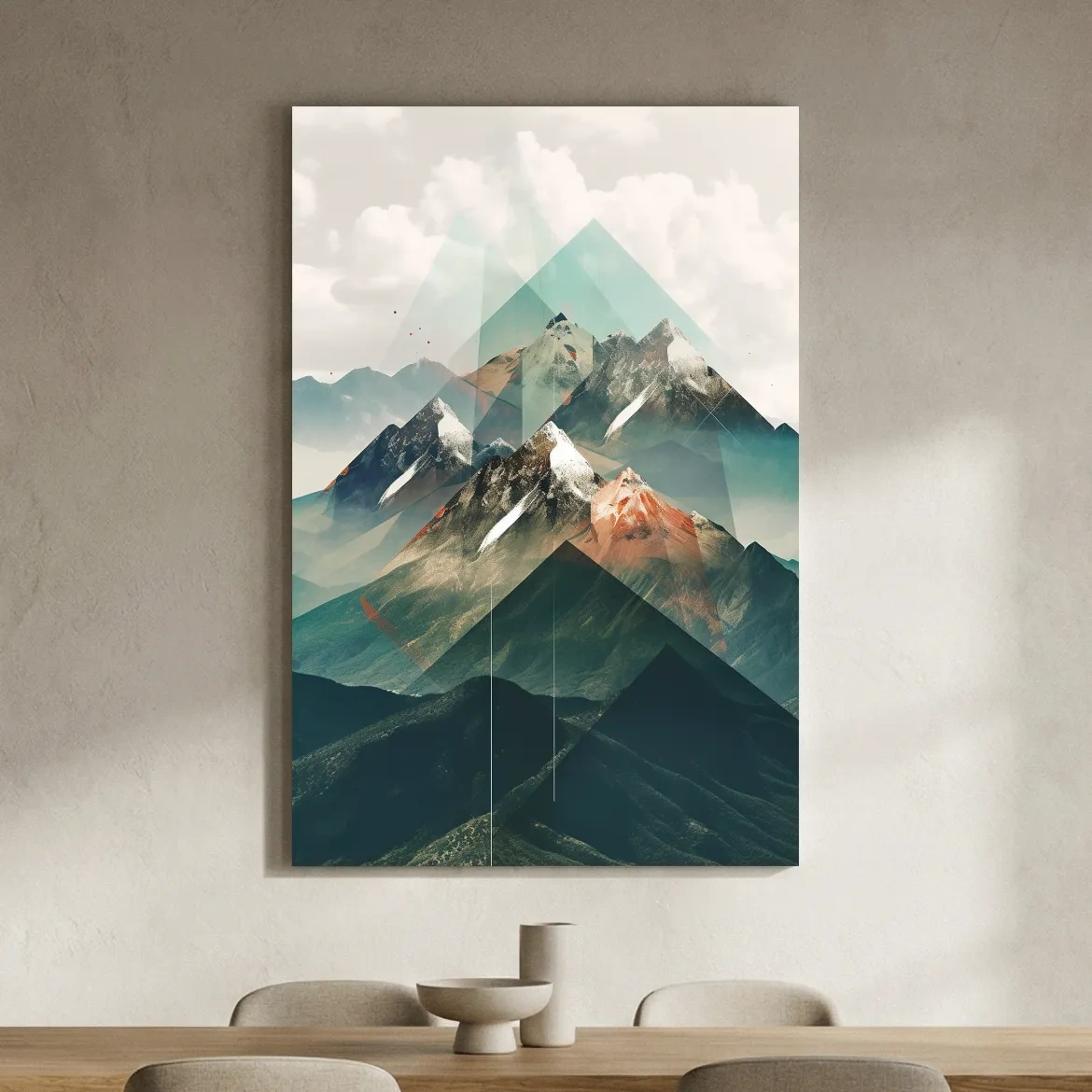 Geometric Alpine Mountain Peaks - Modern Abstract Landscape Wall Art