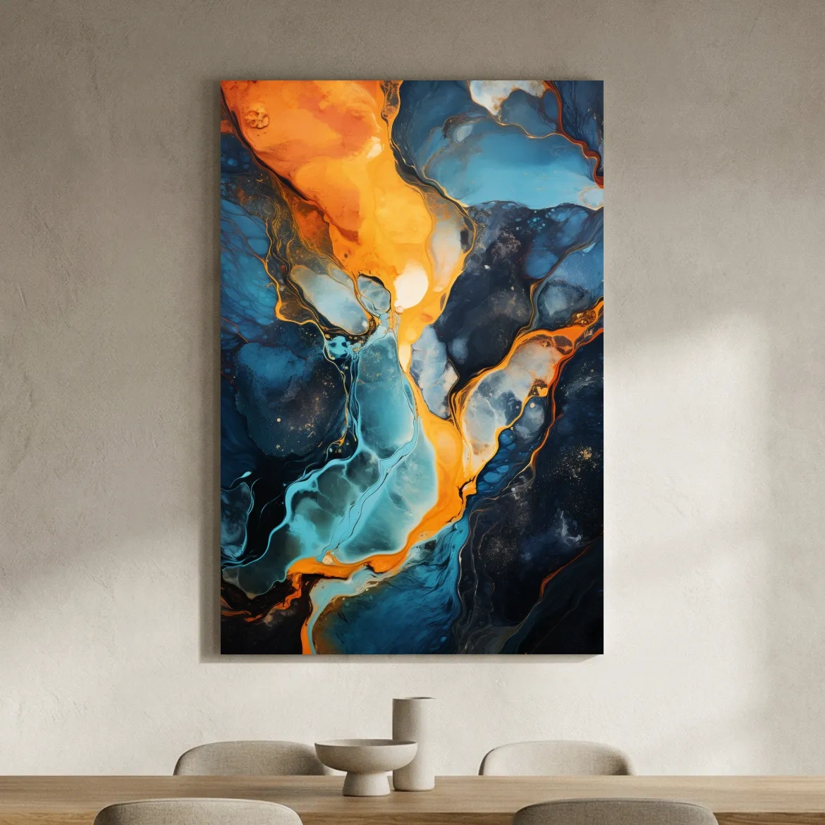 Vibrant Fluid River Abstract Painting - Alcohol Ink Style Wall Art