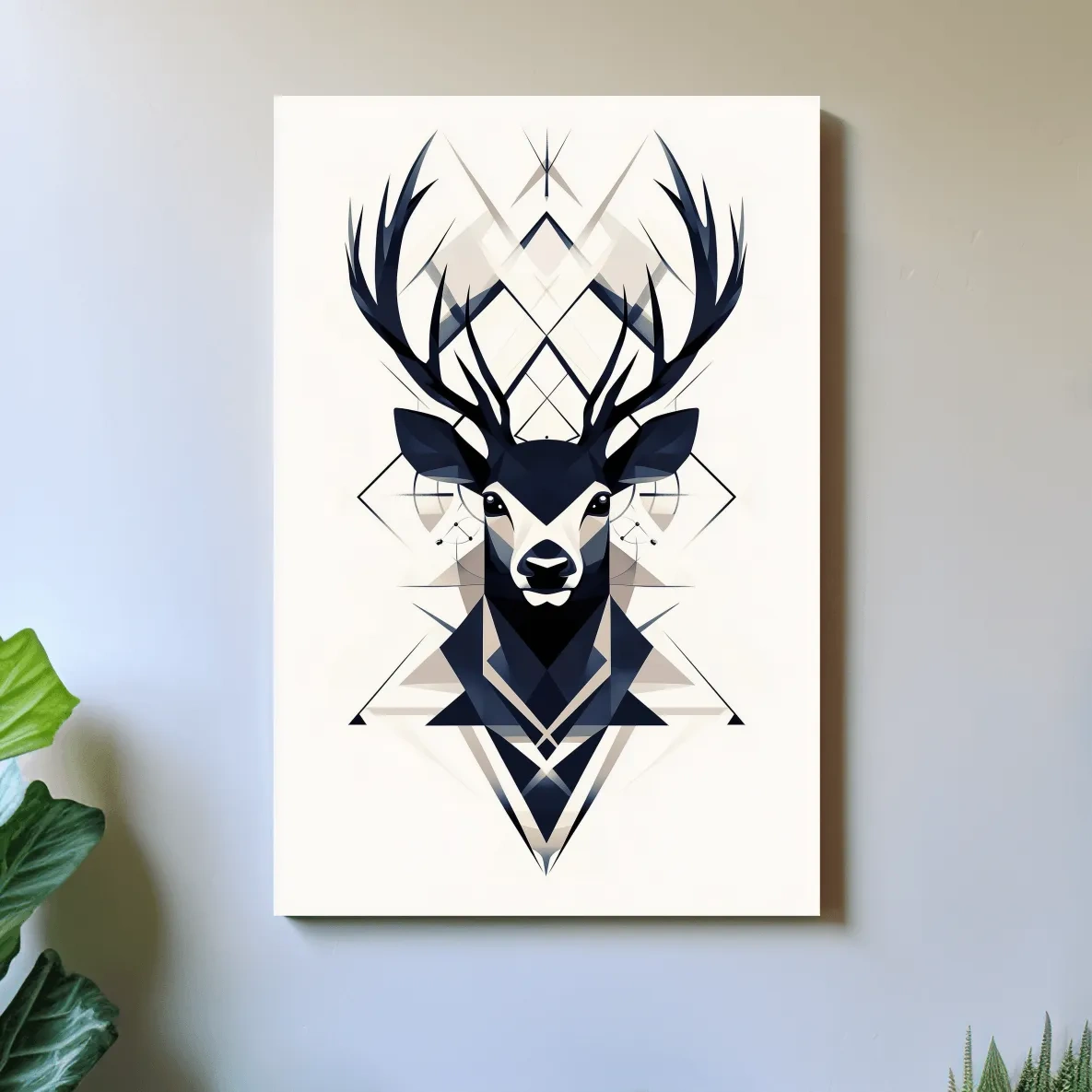 Geometric Stag Head Illustration - Tribal Style Wildlife Wall Art