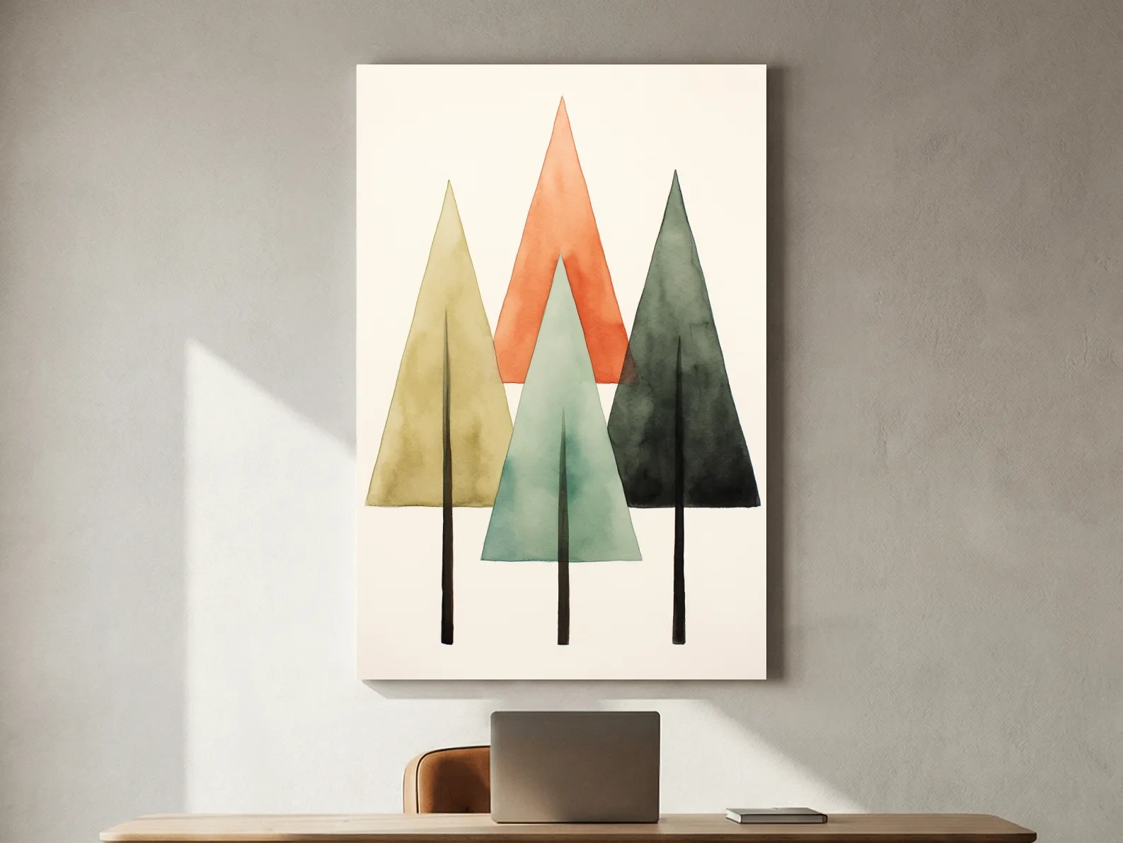 Minimalist Watercolor Pine Tree Trio - Scandinavian Forest Wall Art