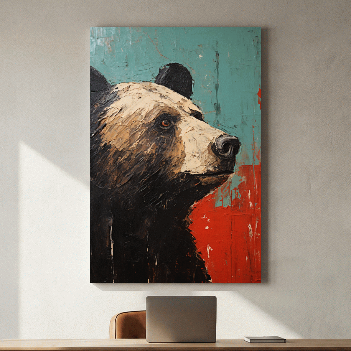 Black Bear Portrait Painting - Rutsic Wildlife Wall Art