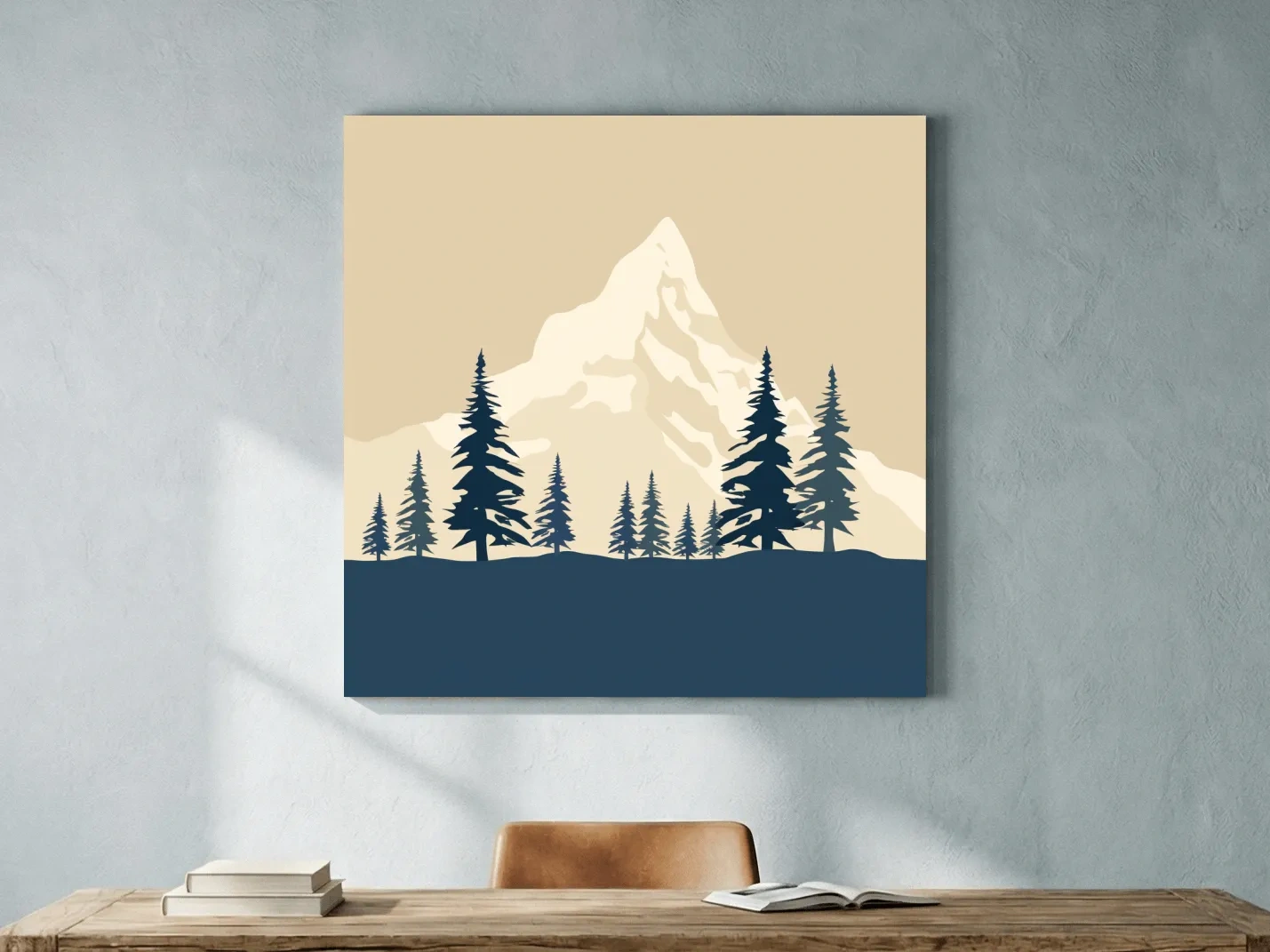 Minimalist Rustic Alpine Mountain Silhouette - Scandinavian Pine Forest Landscape Wall Art