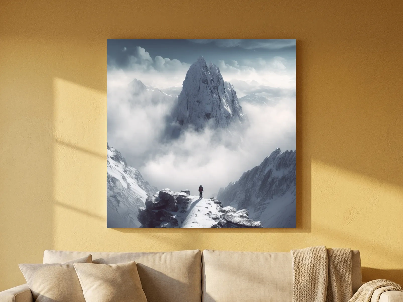 Epic Snowy Mountain Peak Above Clouds - Cinematic Alpine Landscape Wall Art