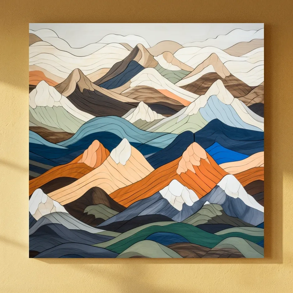Layered Geometric Mountain Ranges - Modern Abstract Landscape Artwork