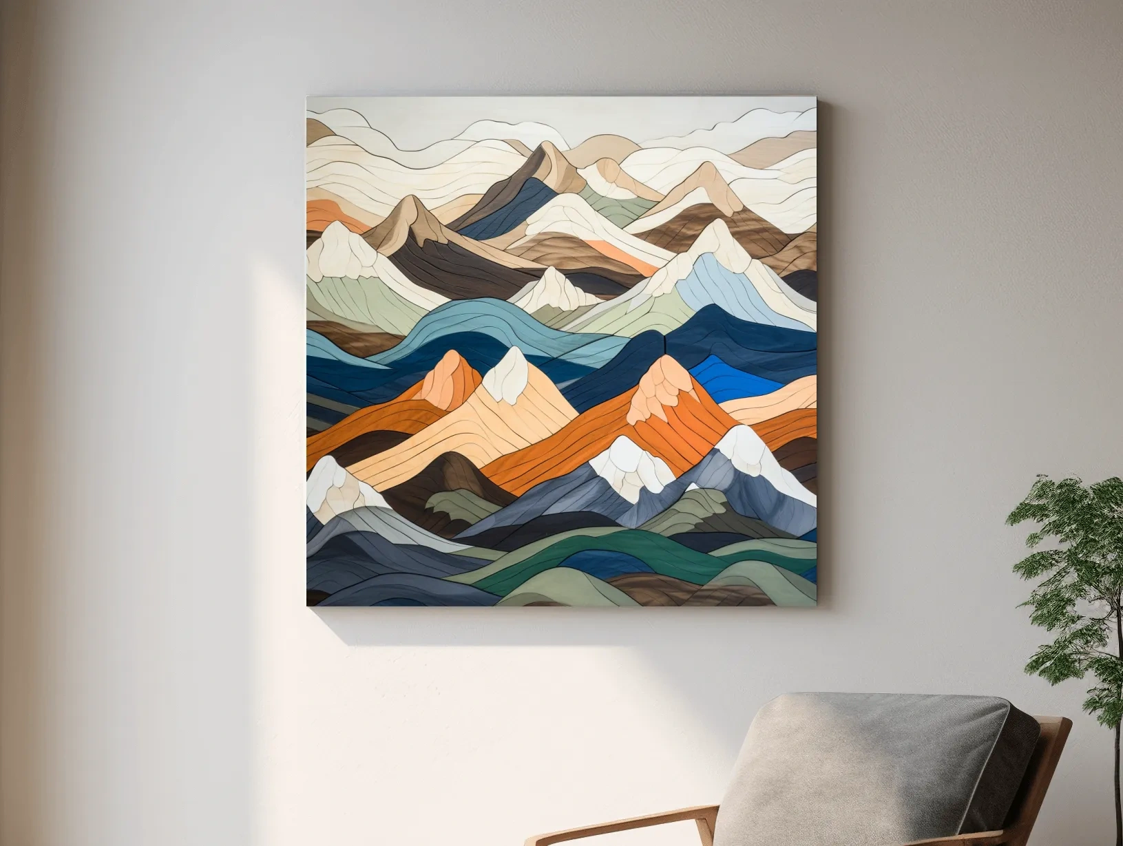 Layered Geometric Mountain Ranges - Modern Abstract Landscape Artwork