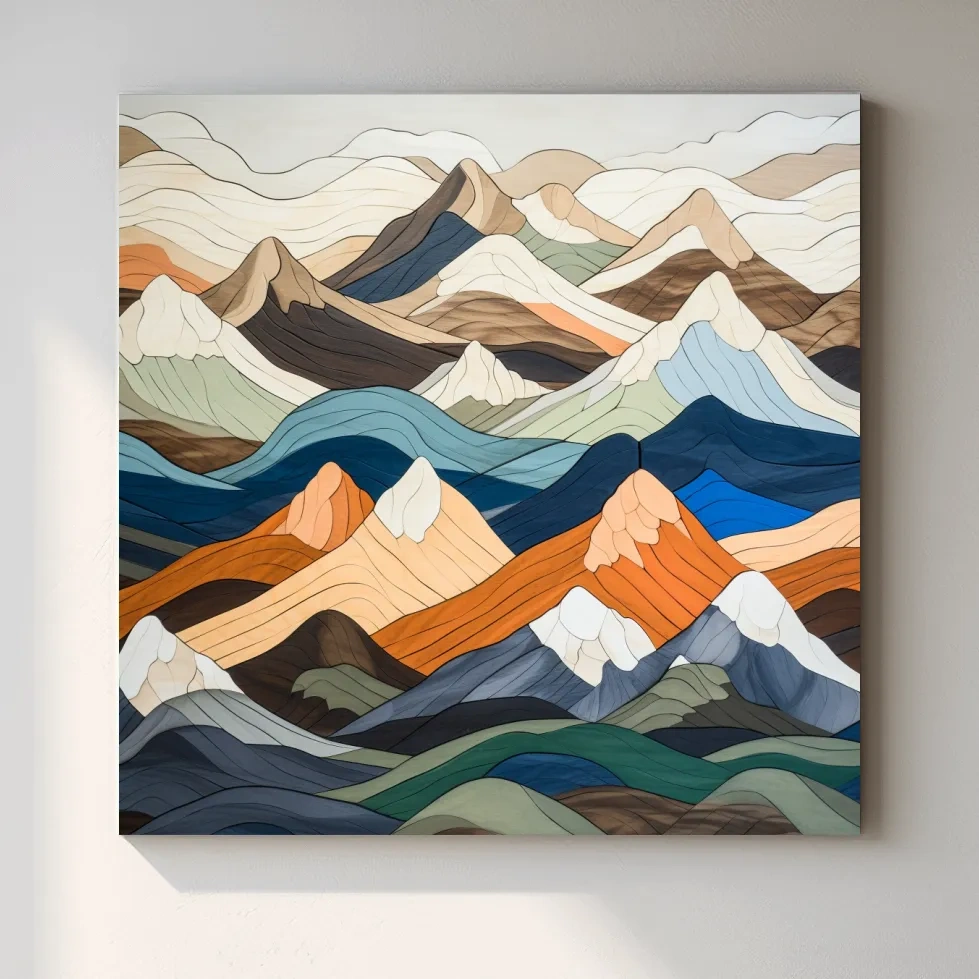 Layered Geometric Mountain Ranges - Modern Abstract Landscape Artwork