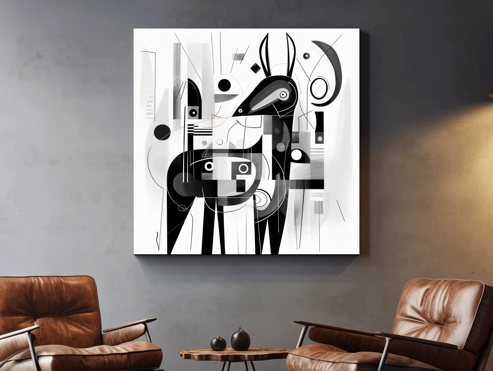 Abstract Geometric Deer Illustration - Mid Century Animal Wall Art