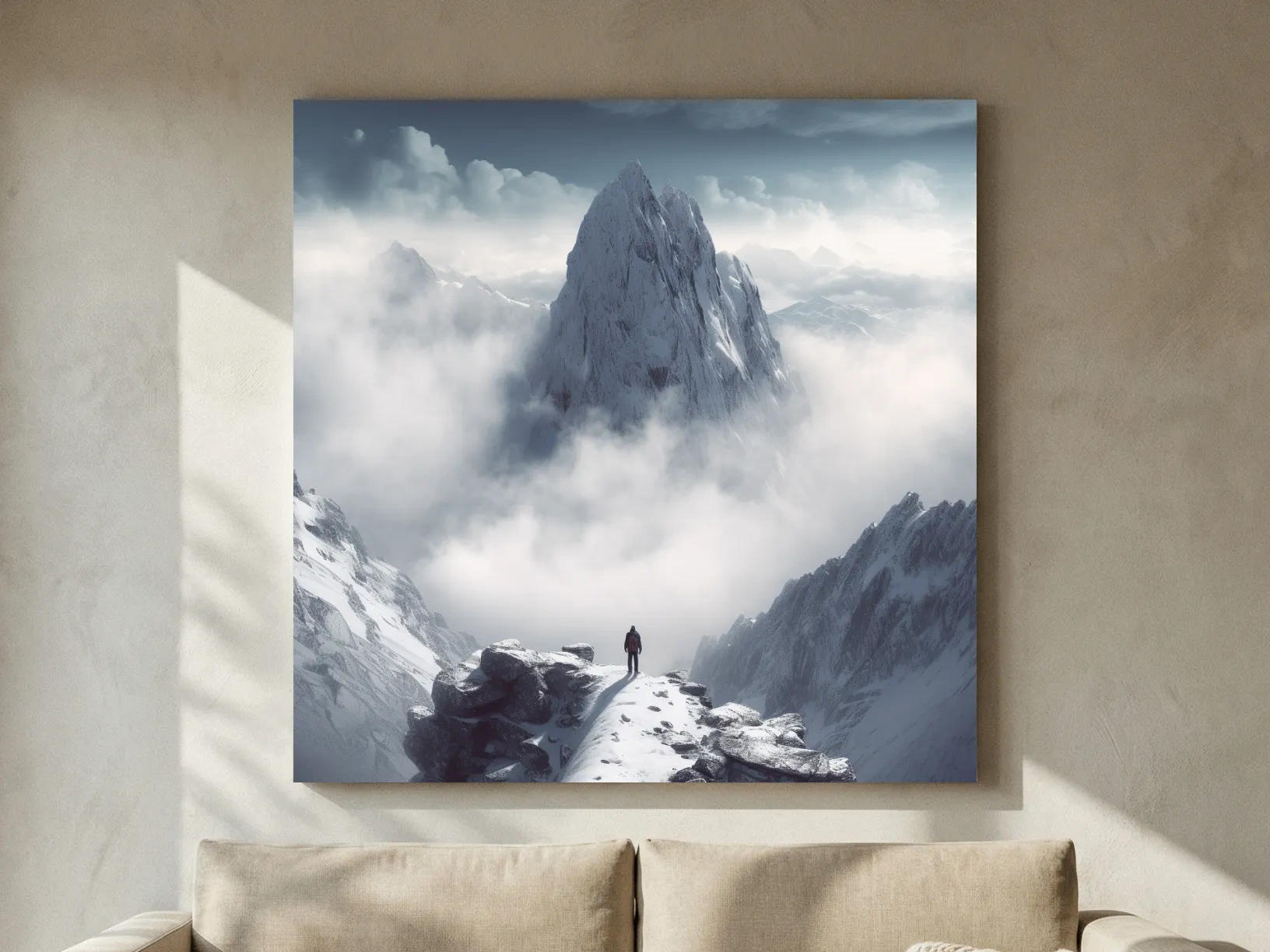 Epic Snowy Mountain Peak Above Clouds - Cinematic Alpine Landscape Wall Art