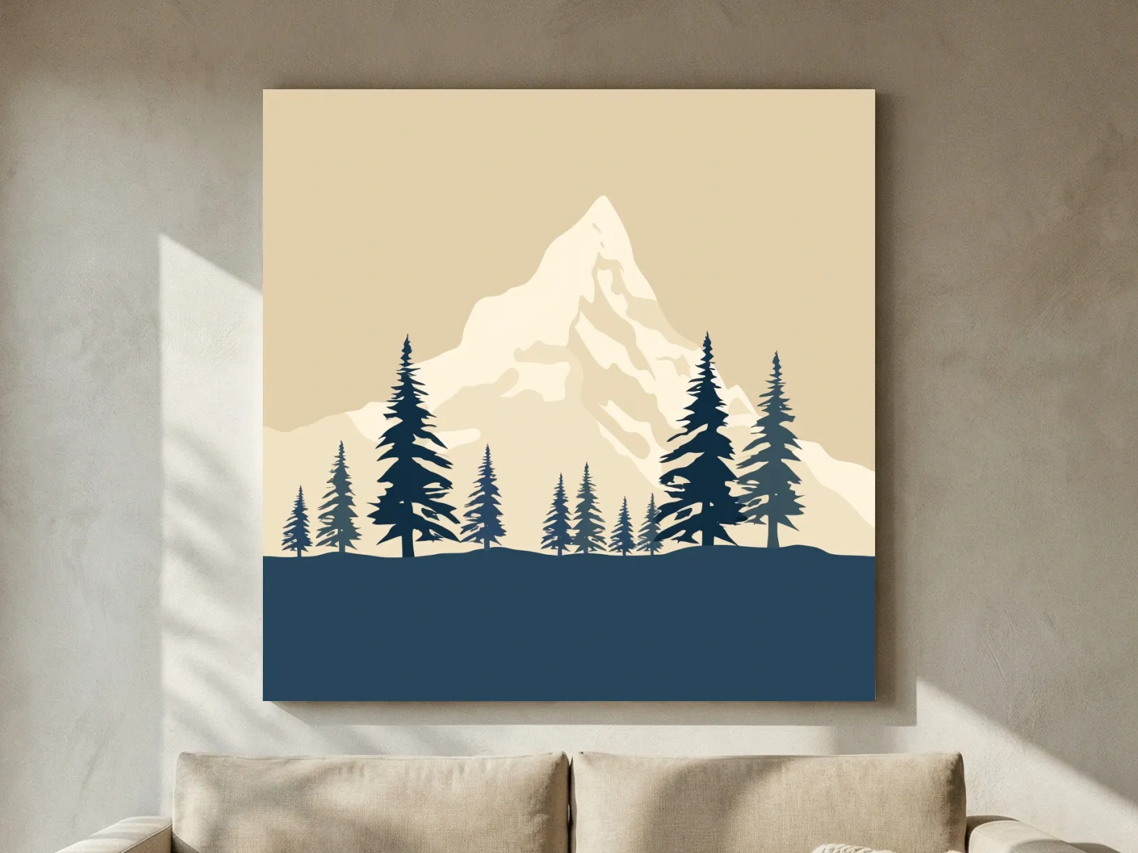 Minimalist Rustic Alpine Mountain Silhouette - Scandinavian Pine Forest Landscape Wall Art