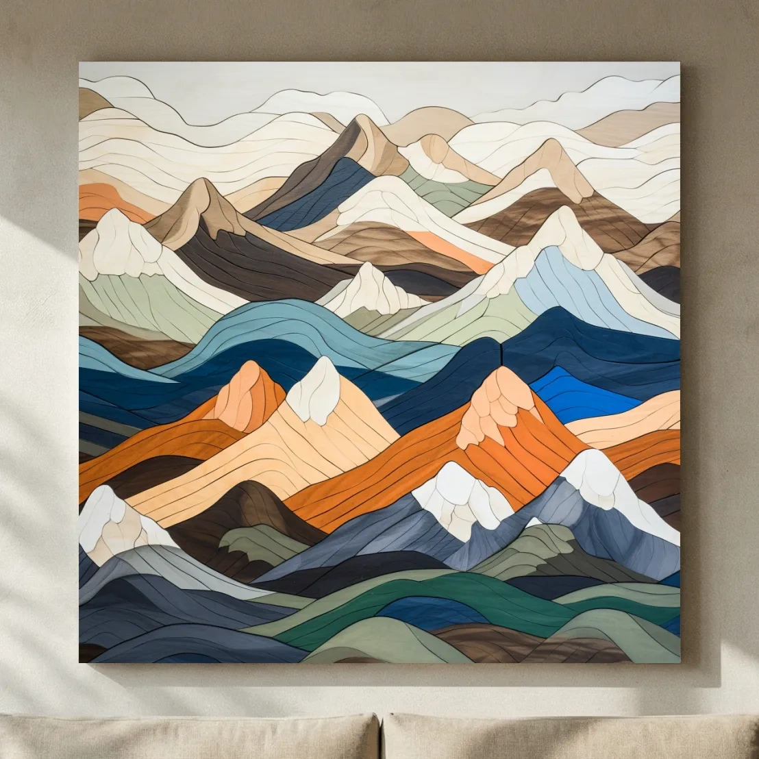 Layered Geometric Mountain Ranges - Modern Abstract Landscape Artwork