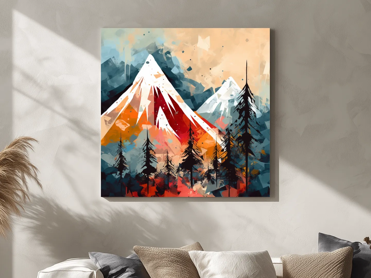 Rustic Abstract Mountain Peaks And Pine Forest - Landscape Wall Art