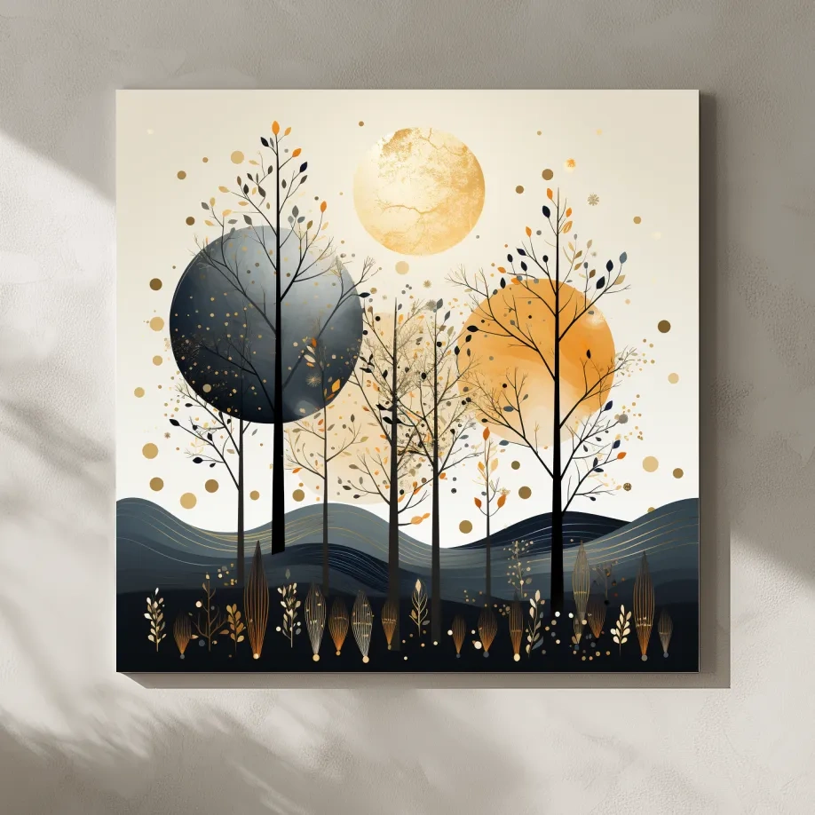 Chic Boho Tree Forest Landscape - Surreal Modern Wall Art