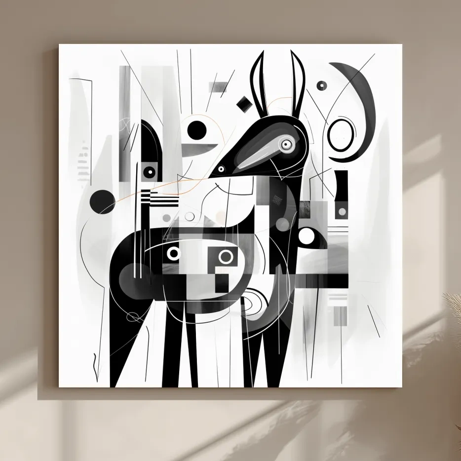 Abstract Geometric Deer Illustration - Mid Century Animal Wall Art