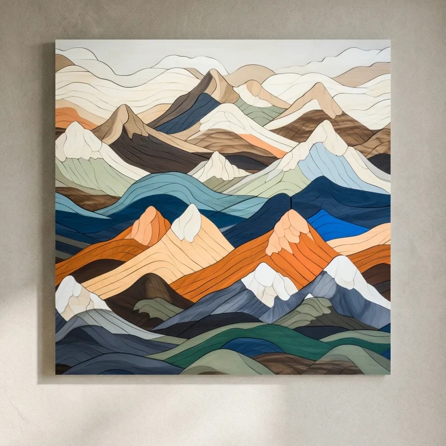 Layered Geometric Mountain Ranges - Modern Abstract Landscape Artwork