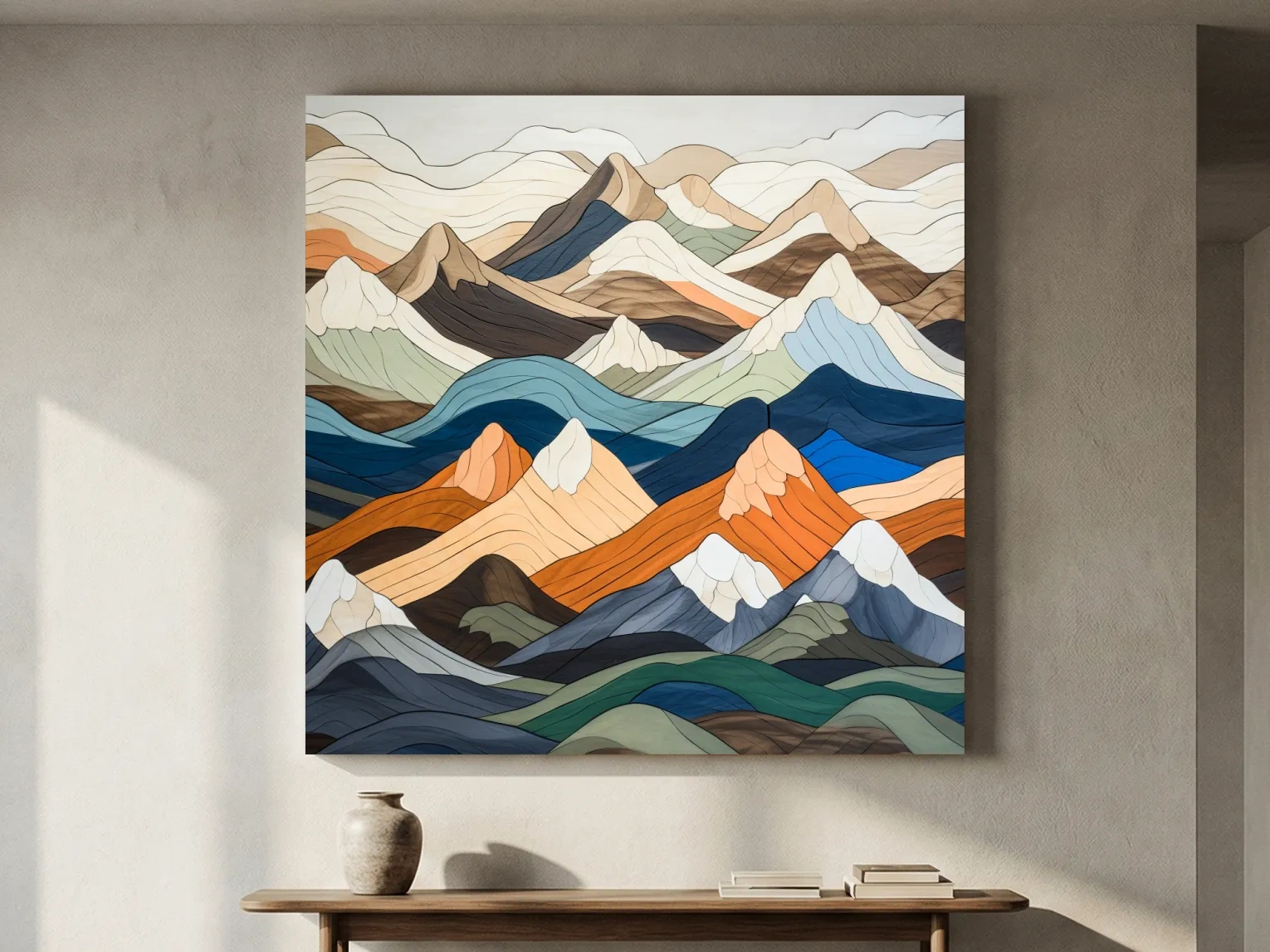 Layered Geometric Mountain Ranges - Modern Abstract Landscape Artwork