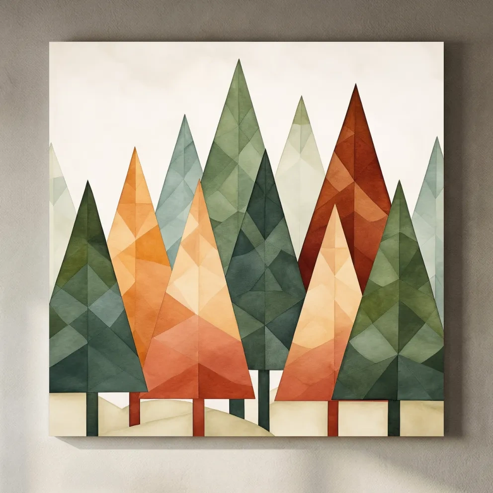Rustic Watercolor Pine Forest - Scandinavian Nature Wall Art