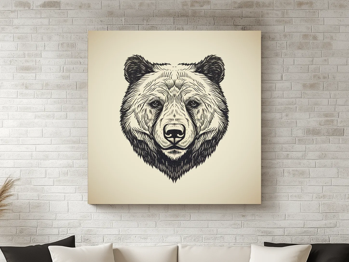 Vintage Grizzly Bear Line Drawing - Minimalist Wildlife Wall Art
