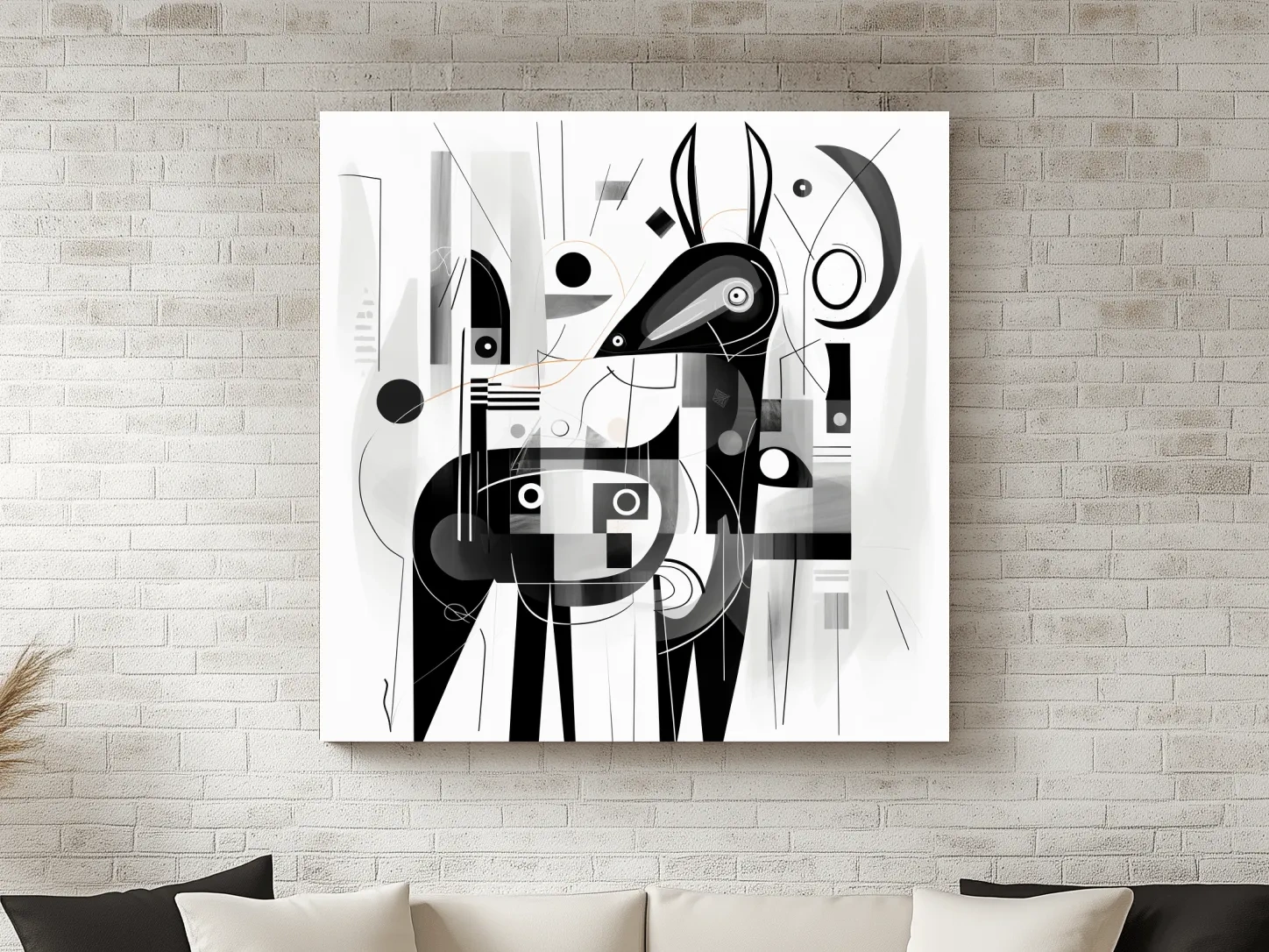 Abstract Geometric Deer Illustration - Mid Century Animal Wall Art