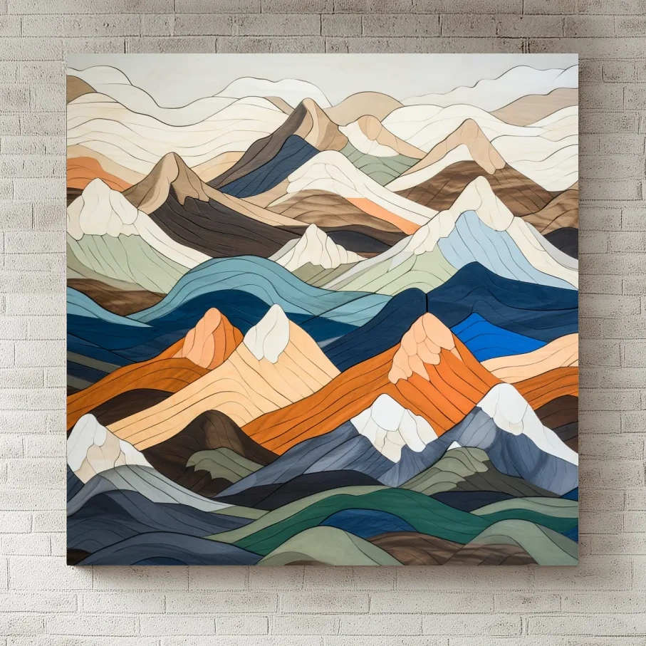 Layered Geometric Mountain Ranges - Modern Abstract Landscape Artwork