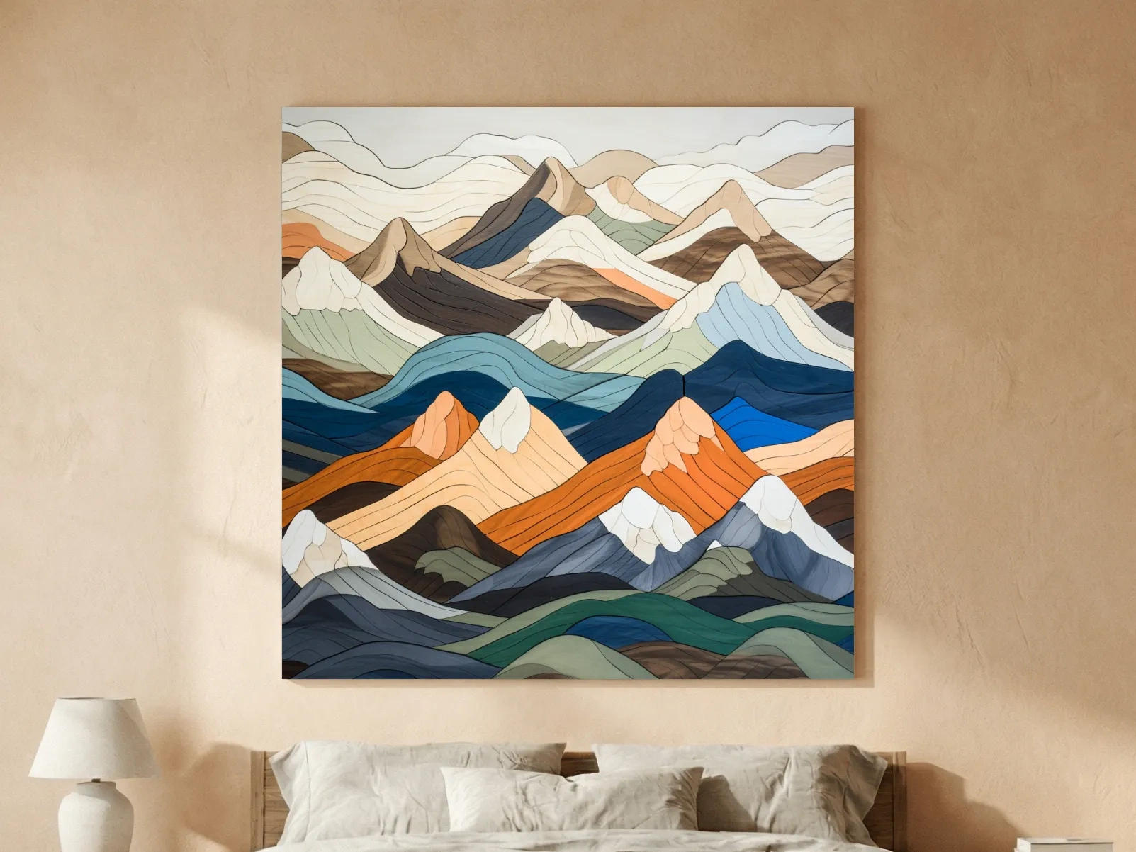 Layered Geometric Mountain Ranges - Modern Abstract Landscape Artwork