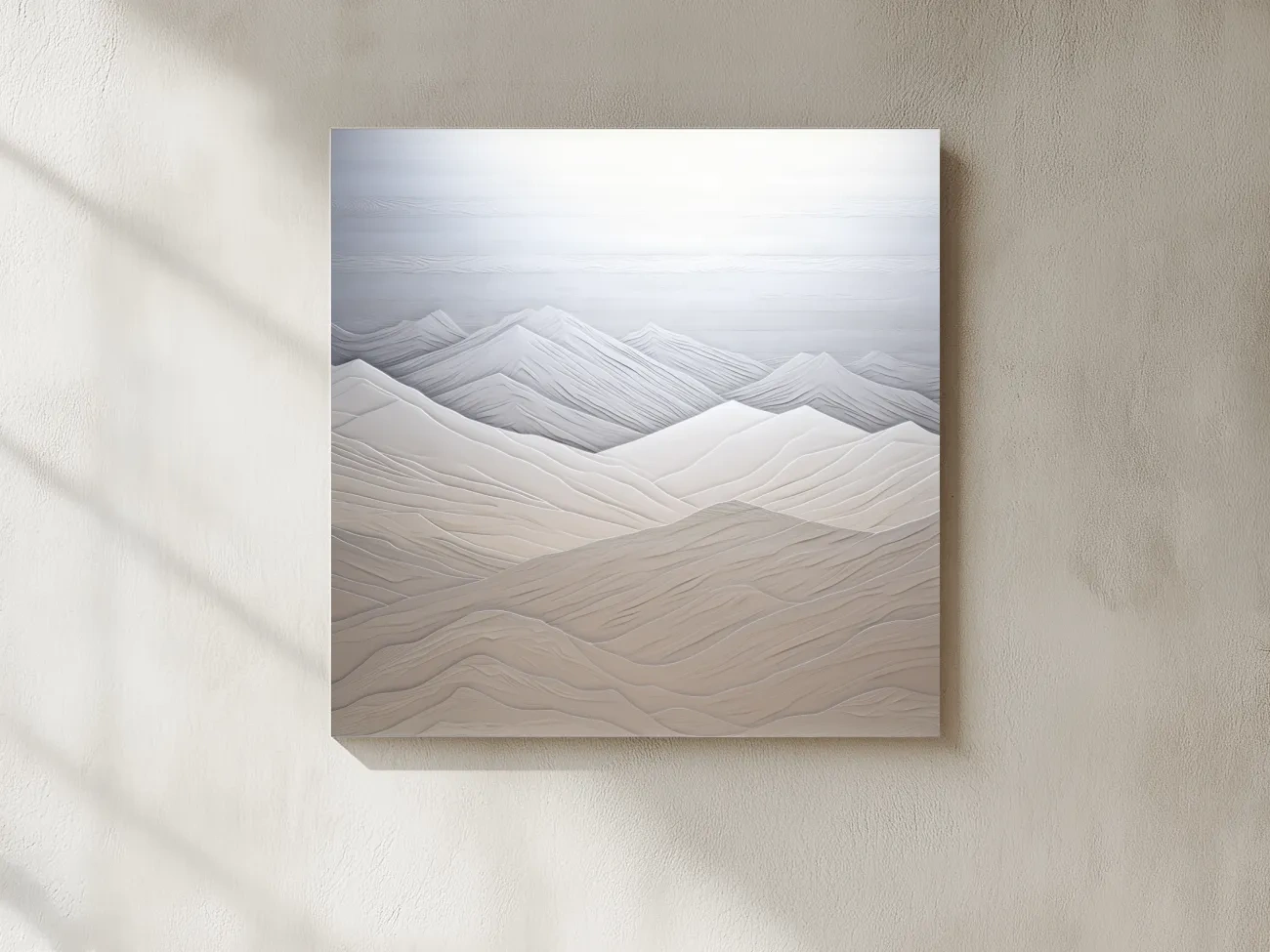 Minimalist Layered Mountain Relief Landscape - Monochrome Artwork