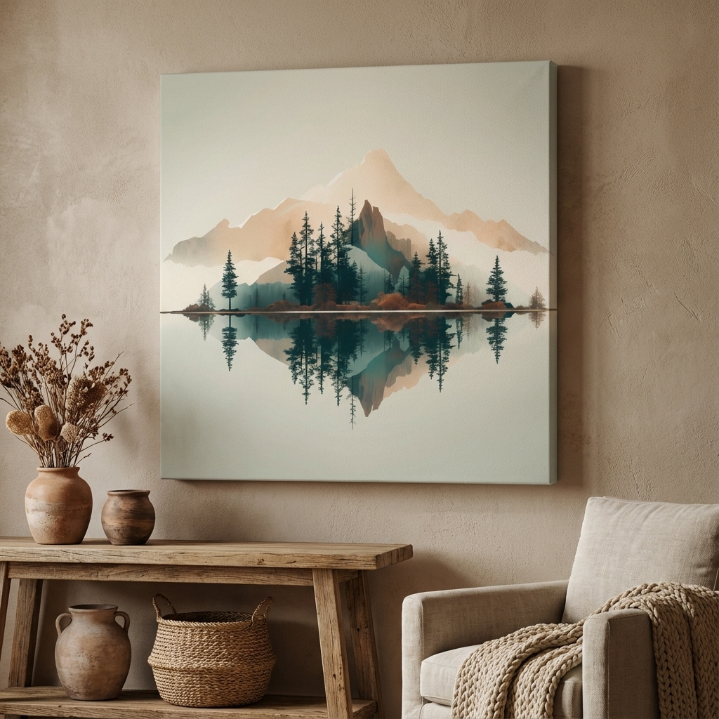 Mockup of Mimimal mountain art