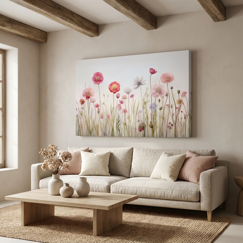 Mockup of Oshibana style photographic flower art print, floral wall art