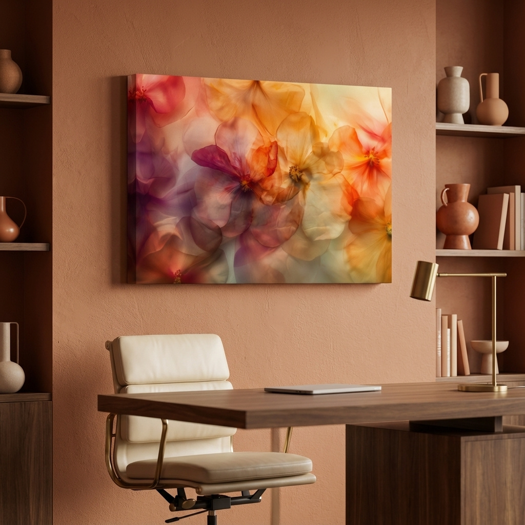 Mockup of Oshibana style pressed flowers wall art print