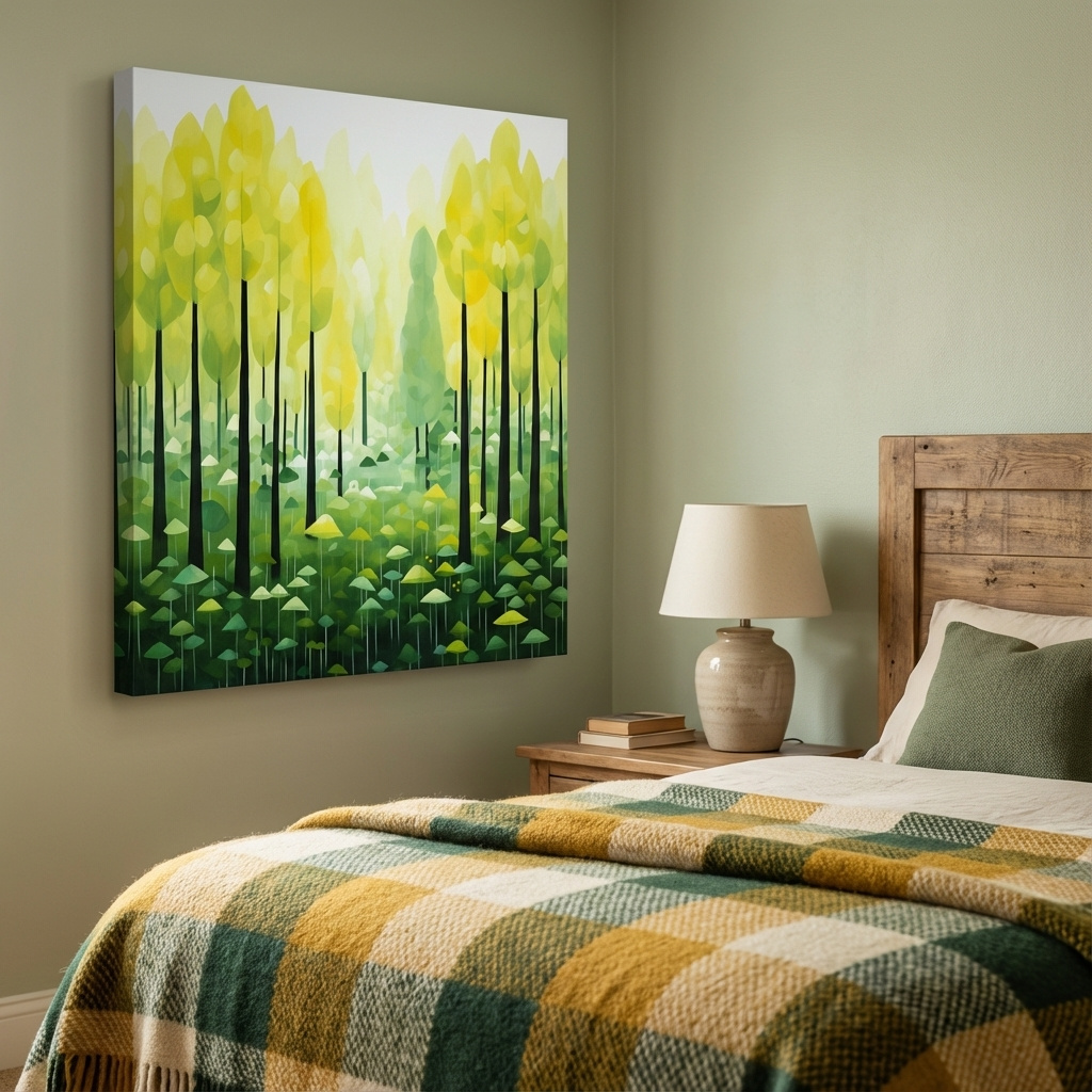 Mockup of Happy illustration of a surreal storybook forest