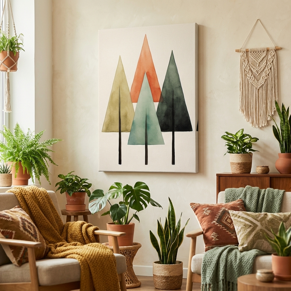 Mockup of Rustic minimal tree art illustration, Scandinavian style art