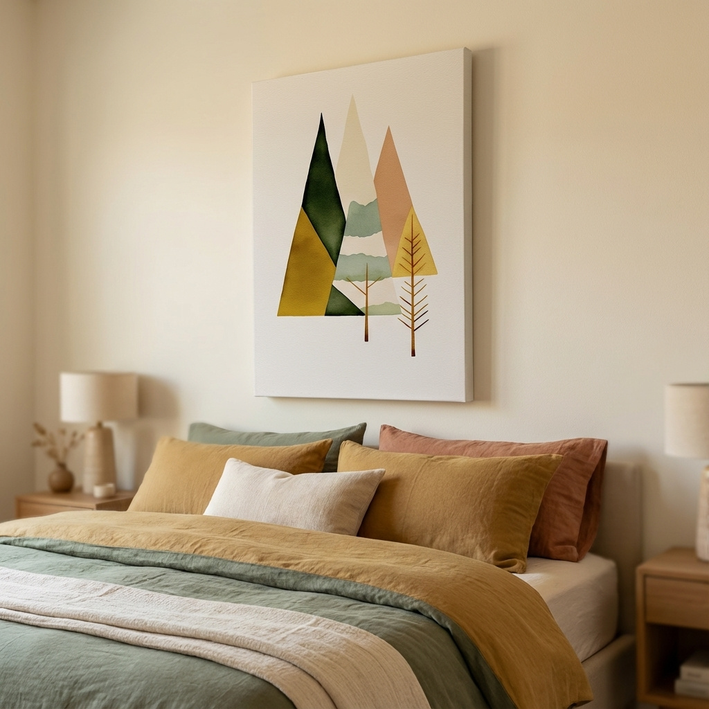 Mockup of Rustic boho mountain and tree art print