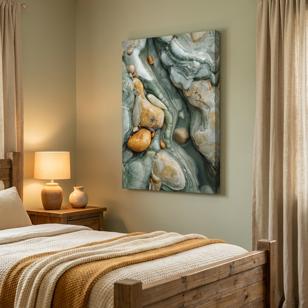 Mockup of Natural stone and rock wall artwork, textured abstract flowing design