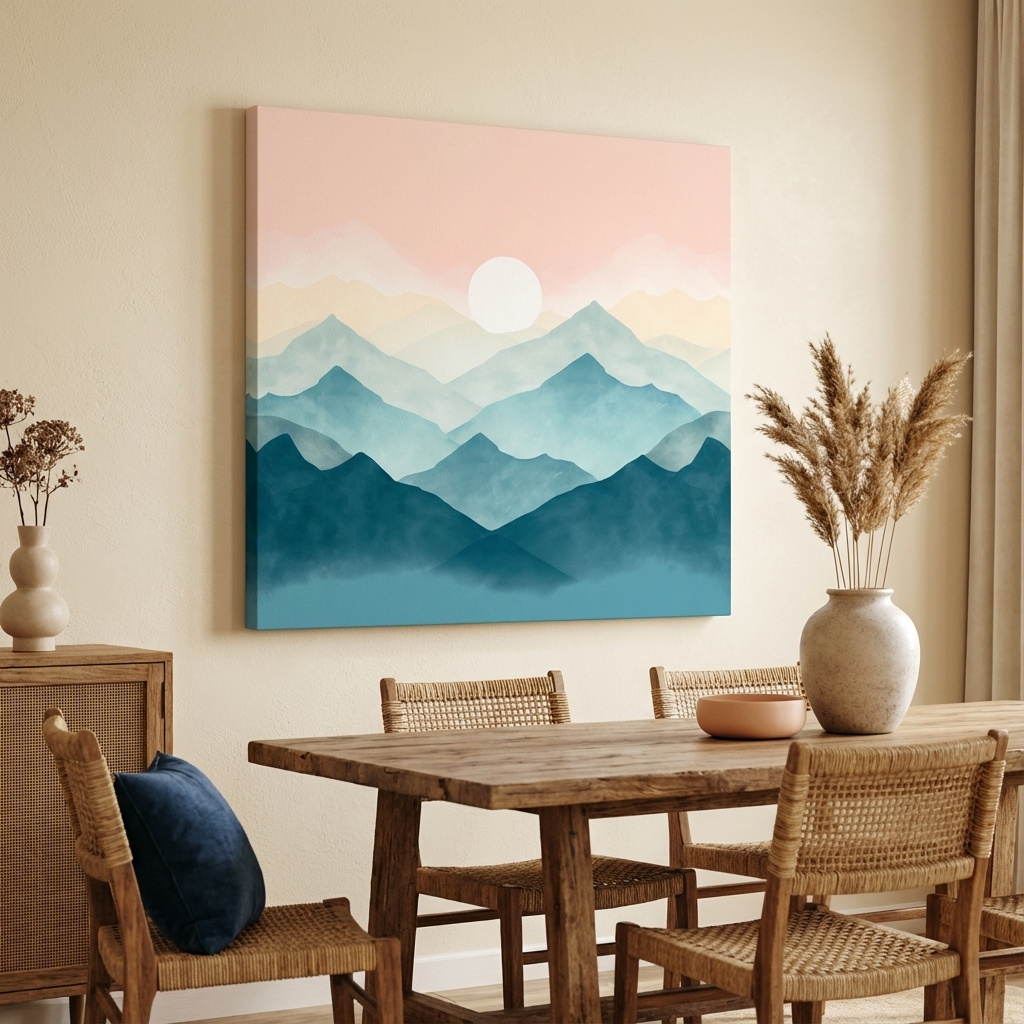 Mockup of Soft pastel mountain landscape painting